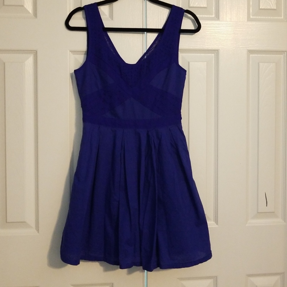Blue cotton A-line dress